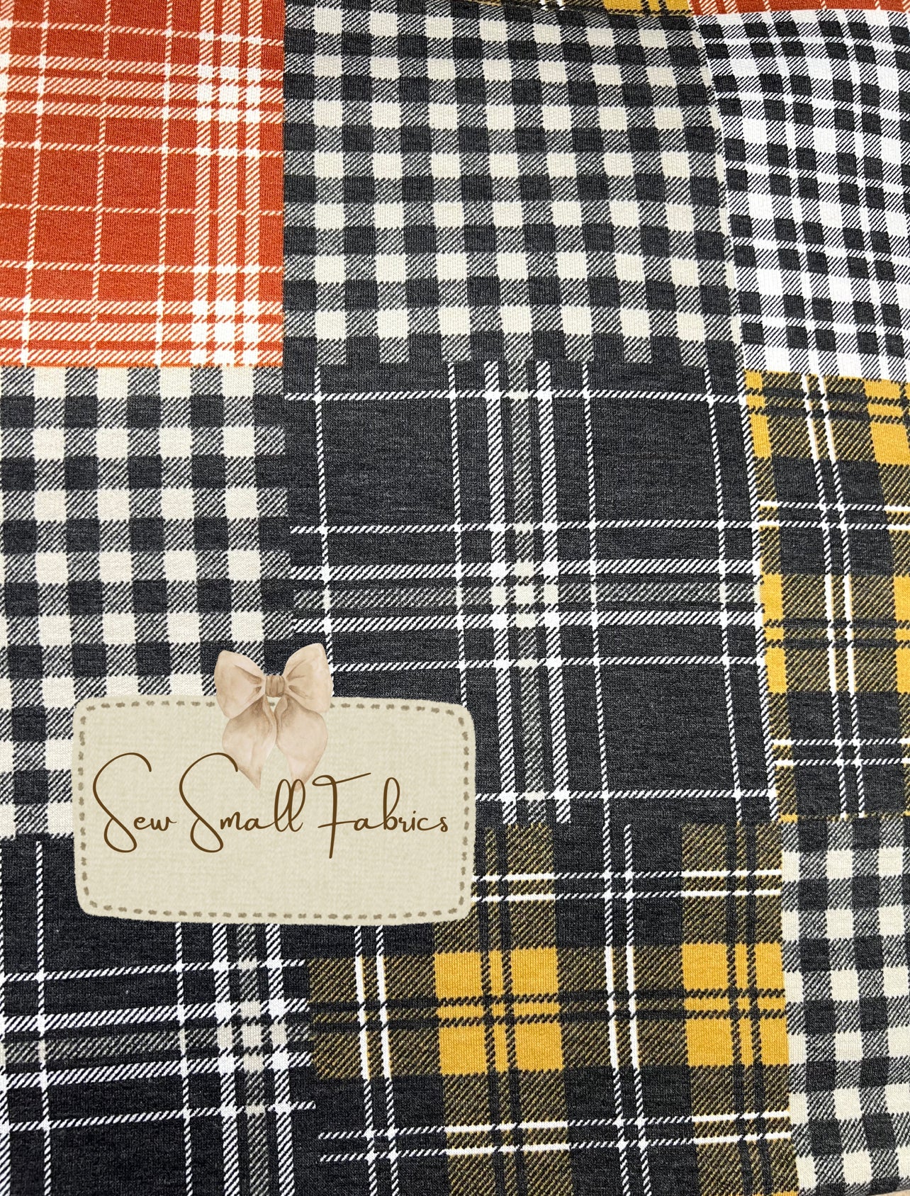 Yellow/Rust/Black PATCHWORK PRINTED ON FRENCH TERRY