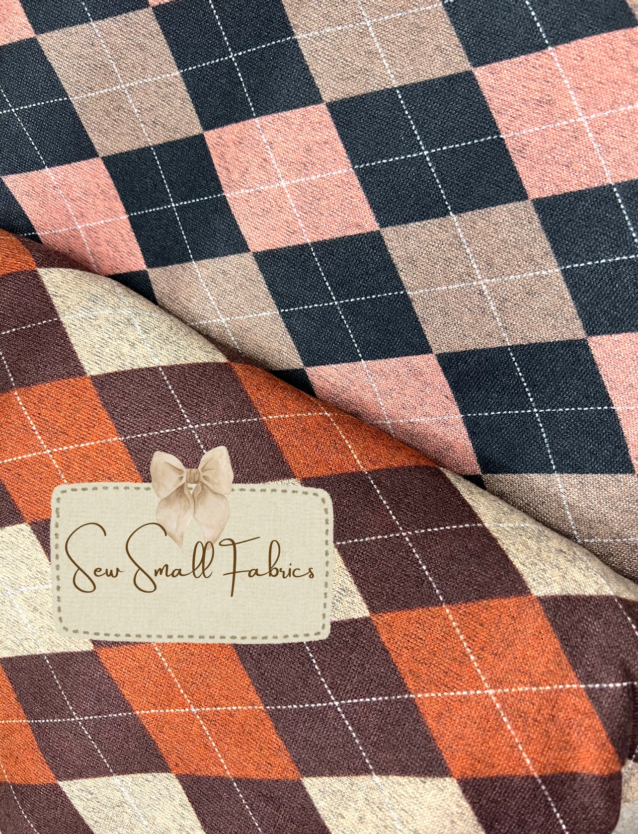Black/Pink/Brown SOFT POLYESTER HACCI BRUSHED DIAMOND PLAID