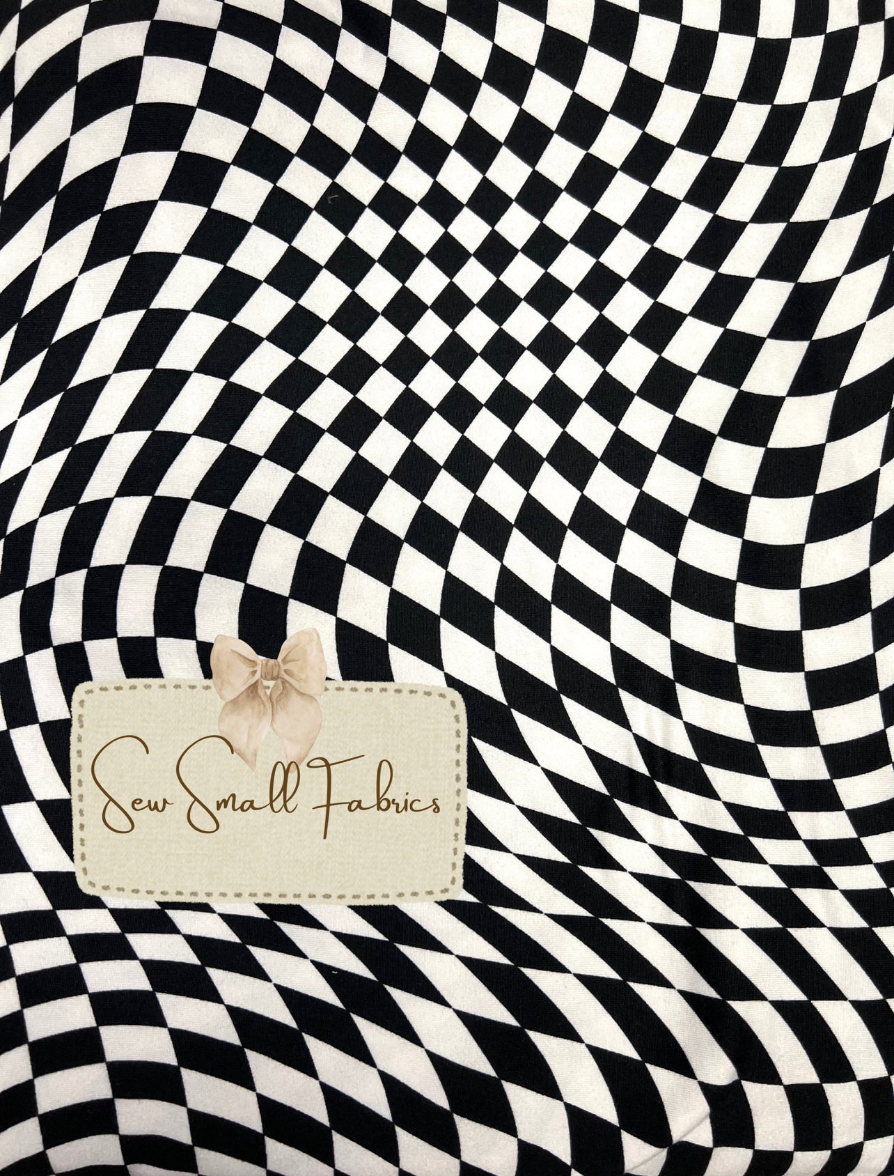 Black and White SUPER SOFT POLYESTER SPANDEX DBP / DTY BRUSHED GEOMETRIC SWIRLED CHECK