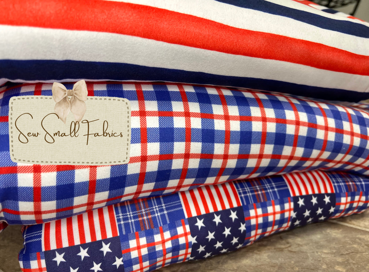 Red White & Blue STRIPE PRINTED ON SOFT POLYESTER