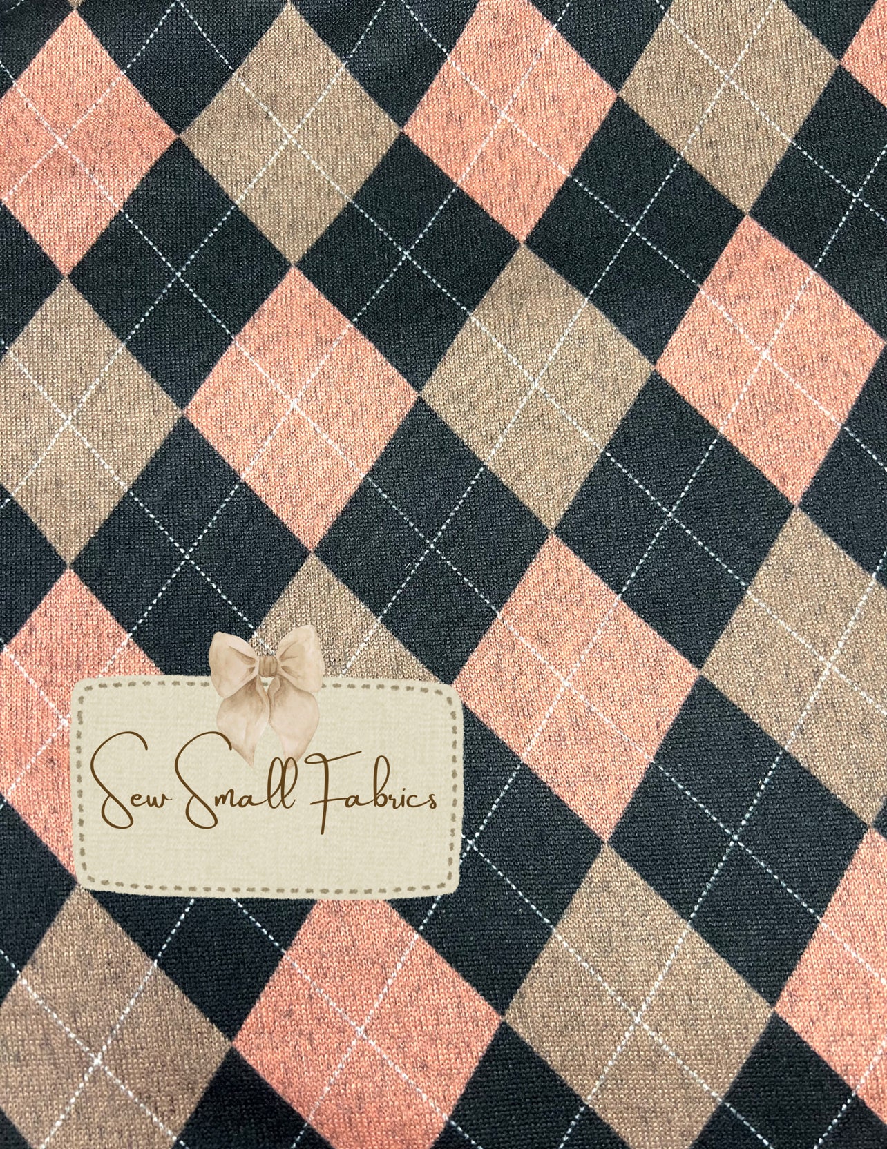 Black/Pink/Brown SOFT POLYESTER HACCI BRUSHED DIAMOND PLAID