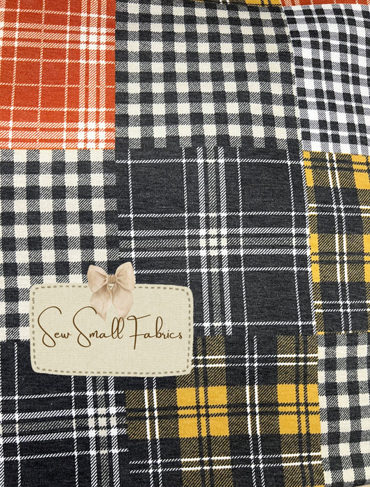 Yellow/Rust/Black PATCHWORK PRINTED ON FRENCH TERRY