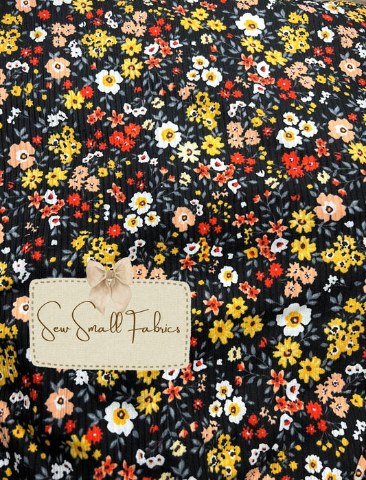 FLORAL ON SOFT POLYESTER SPANDEX 4X2 RIB