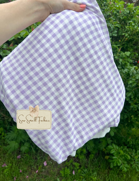 Gingham Plaid Printed Lavender 2x2 Yummy Rib