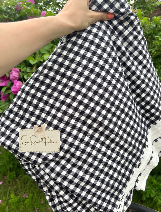 Gingham Plaid Printed black 2x2 Yummy Rib