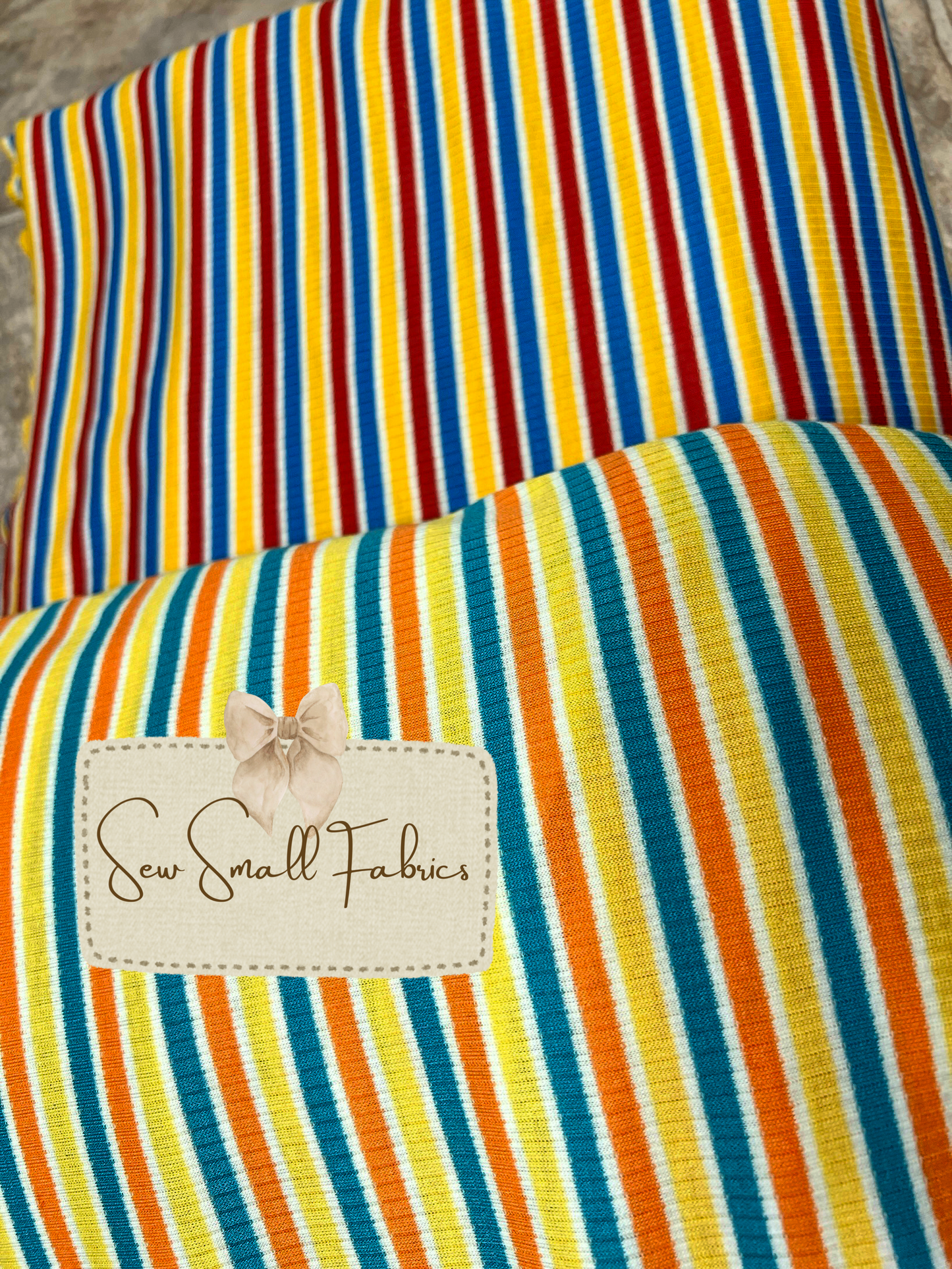 Yellow/Red/Blue MULTICOLOR YARN DYE 4X2 RIB POLYESTER RAYON SPANDEX