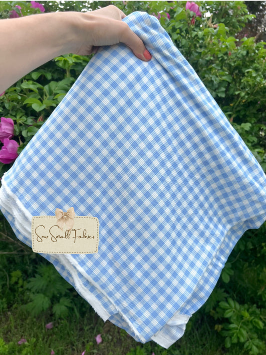 Gingham Plaid Printed blue 2x2 Yummy Rib
