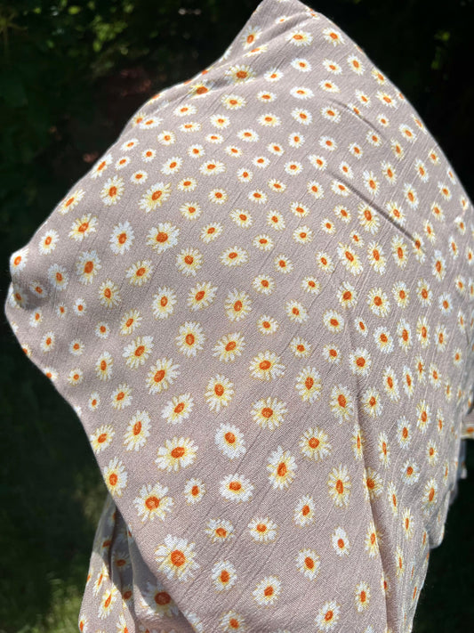 SMALL DAISY PRINTED ON RAYON CREPON STONE